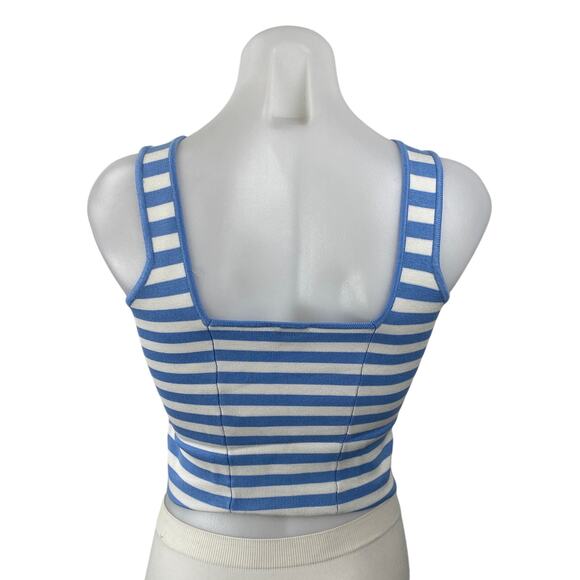 Abercrombie & Fitch Blue White Striped Sleeveless Cami Tank Crop Top Size S - Picture 4 of 6